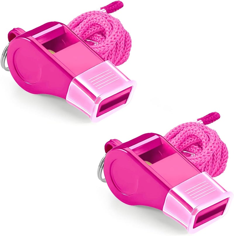 Gukoo Whistle for Coaches - Pink Plastic Whistles, with Lanyard and Mouthpiece - Loud Crisp Sound & Bright Colors for Coaches, Teachers, Referees, Lifeguards & Emergency Outdoor Sports (2 Pcs) - Image 1